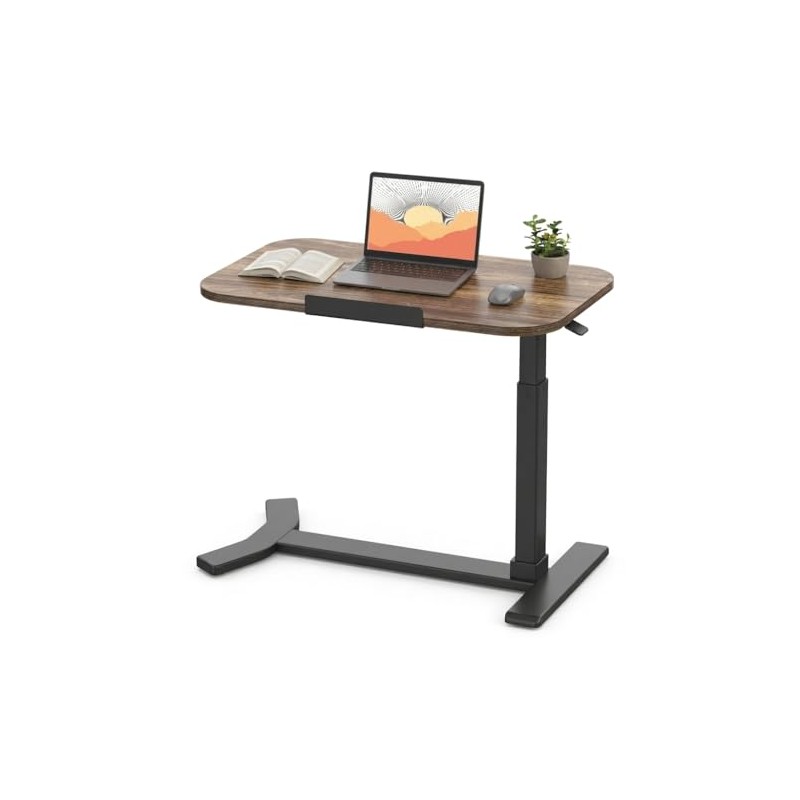 SANODESK Standing Desk Height Adjustable Overbed Bedside Table with Hidden