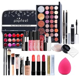 Kit de Maquillaje para Mujer Todo en Uno 27 Piezas, Kit Cosmético Completo, Set de Maquillaje para Mujer Principiante, Juegos de Maquillajes Completo Incluye Sombras de Ojos, Juego de Brillo, Rubor, Base