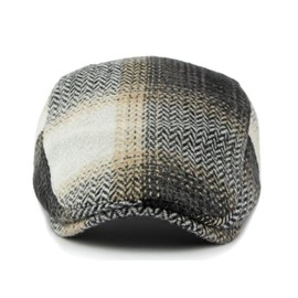 Newsboy Cap for Men Wool Blend Tartan Ivy Gatsby Flat Cap Cabbie Beret Hat