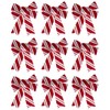 BWG Red White Stripe Candy Cane Christmas Tree Bow Decorations