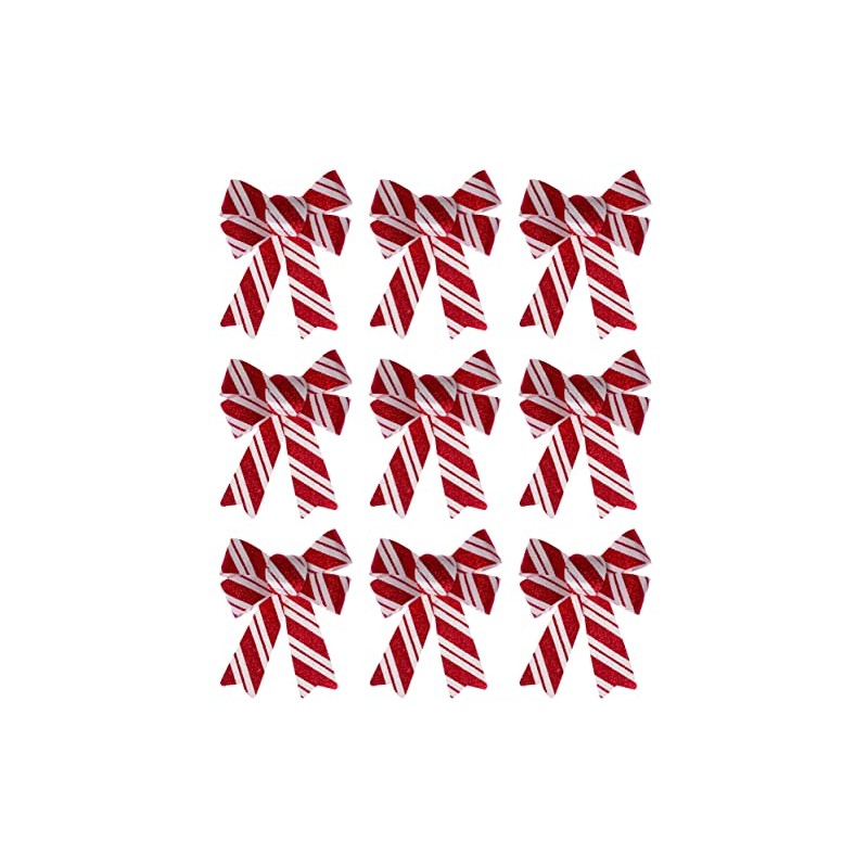 BWG Red White Stripe Candy Cane Christmas Tree Bow Decorations