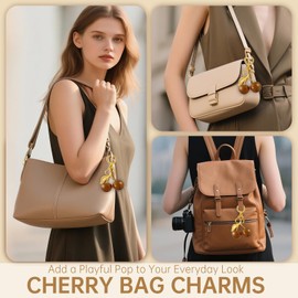 Gold Cherry Bag Charms Keychain, Cute Heart Shaped Purse Charms for Women, Handbag Accessories, Stylish Gift.
