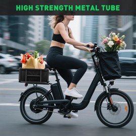 Lambolt Rear Rack Bike Basket for E-Bikes & Bikes - Heavy-Duty Bicycle Basket with Waterproof Liner, Cargo Net & Rain Cover - Great for Groceries, Dogs, Pets & Daily Commutes