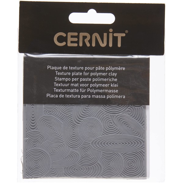 CERNIT CE95012C - Plaques à texture pour pâte à modeler - Support de création en caoutchouc, pâte polymère - Effets et reliefs spirales - Format 9x9 cm