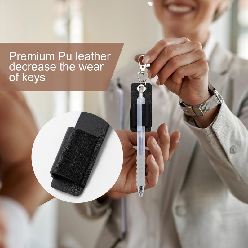 6 Pcs Anti-Lost Leather Pen Holder with Clips, Portable Lanyard