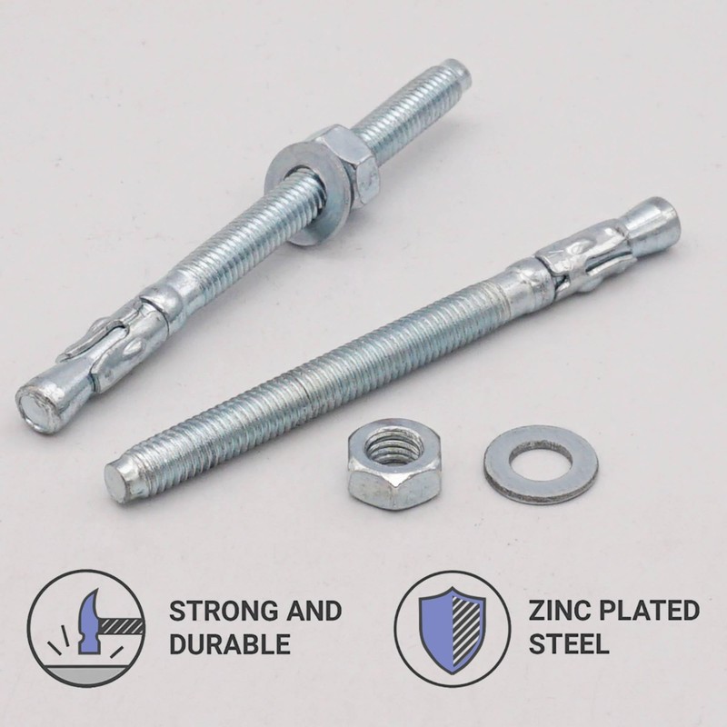 SKIR'CO (Pack of 4) Galvanised Wedge Anchors M8 x 100