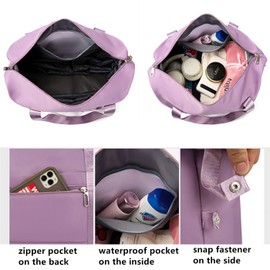 Radefasun Travel Tote Bags with Trolley Sleeve Expandable Extra Waterproof Oxford Duffel Bag with Wheels (Light Purple, 1 Layer Expansion)