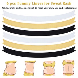 Boyiee 6 Pack Tummy Liners for Sweat Rash Plus Size Under Belly Sweat Liners Stomach Pad Belly Band for Women Men, XX-Large