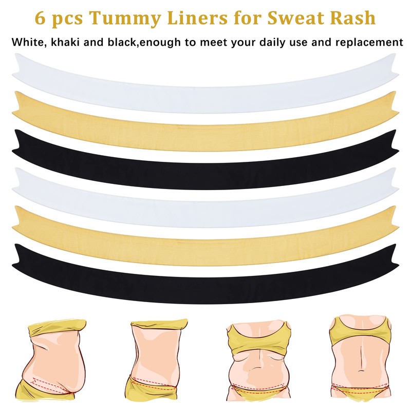 Boyiee 6 Pack Tummy Liners for Sweat Rash Plus Size