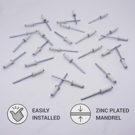 (Pack of 80) Painted Blind Rivets 5/32" x 9/16" (4.0 x 14 mm), Dome Head, DIN 7337, Aluminum Rivet and Steel Mandrel, Pop Rivets, Grey White RAL 9002