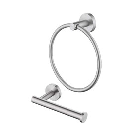 KES Toilet Roll Holder and Towel Ring Set, Bathroom Hardware Set Bathroom Accessory Set 2 Pieces SUS304 Stainless Steel Wall Mounted Brushed Finish, LA202-23