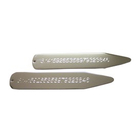 Silver Toned Etched Mathematical Pi Number Collar Stays