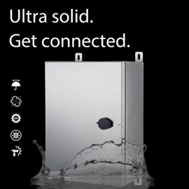 KWONONG Stainless Steel Enclosure, IP65 Waterproof Electrical Box for Indoor and Outdoor Projects, Includes Mounting Plate and Wall Bracket 350×250×150mm (14"×10"×6")