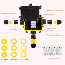 3-Way Junction Boxes Waterproof IP68 3-Way Junction Box for Outdoor Earth Cable Terminal Box Junction Box Cable Junction Box T-Shape Cable Connector Diameter 4 mm - 14 mm (1)