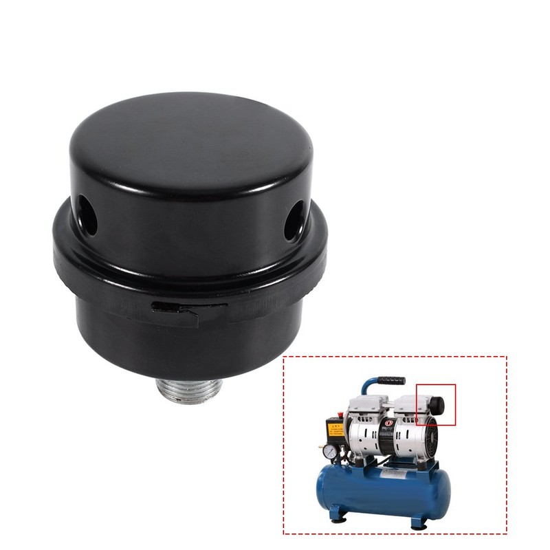 Air Compressor Filter, Air Compressor Silencer Thread Black Metal Intake