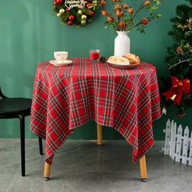 Household Christmas check tablecloth Year-end home party tablecloth for 2 people, 4 people, 6 people, red red_90×90cm (2 people)90×90cm (2 people) / 살림하는집 크리스마스 체크 테이블보 연말 홈파티 식탁보 2인용 4인용 6인용, 레드레드_90×90cm (2인)90×90cm (2인)