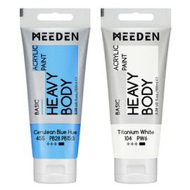 MEEDEN Acrylic Paint Cerulean Blue Hue: 100ml Heavy Body Acrylic Paint Tube Bundled with Additional Titanium White Colour for College Classroom School