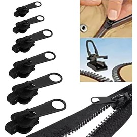 6pcs Instant Zipper Set,6/12/24 Pcs Fix Zipper Repair Kit,Zip Slider Repair Kit, Fix Zipper Removable Rescue Replacement Pack, Instant Zipper Set for Coats Jacket, Luggage Sewing Notions and Supplies