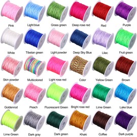 30 rollos de 30 colores de 0,8 mm de cuerda de nudo chino de nailon de macramé, hilo de abalorio mixto para pulsera de amistad Kumihimo, adornos para hacer joyas, 656 yardas