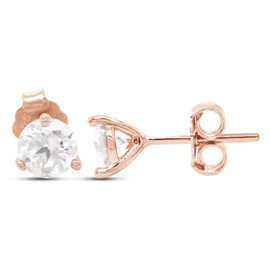 3-Prong Solitaire Style, 5/6 ct. t.w 5MM Round Cut Lab Created Moissanite Diamond Stud Earrings In 14k Rose Gold Over Sterling Silver (G-H Color, VVS1 Clarity, 0.83 Cttw)