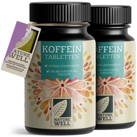 Caffeine Tablets 730x - 200 mg Caffeine per Tablet - Optimal High Dose - Laboratory Tested with Certificate (Caffeine Content & Purity) - No Unwanted Additives - XL Supply with 2 x 365 Tabs - 100%