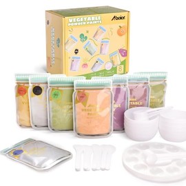 ABEIER Washable Finger Paints Powder for Toddlers - 8 Natural Vegetable Colors, Baby Safe Paint for Hand and Foot Painting, Mess Free Coloring Art Supplies for Babies Age 1-3 4 5 6+