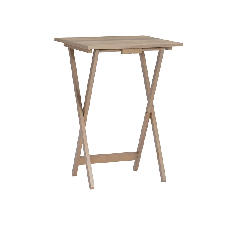 Linon Grace Acacia Tray Table Set