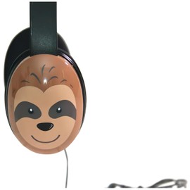 2810-SLO Listening First Headphones, Sloth Motif; Adjustable and Flexible Headband; Slotted Baffles in Ear Cups; 3.5mm Plug; 5.5-Foot Attached Cord; Inline Volume Control