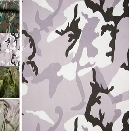StoffBook Grey / White Cotton Fine Twill Winter Camouflage Fabric, C529