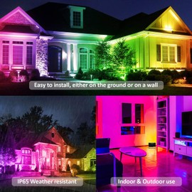 Auraglow 50W RGB IR Remote Controlled Colour Changing Outdoor Floodlight IP65 Weatherproof Decoration and Security Wall and Ground Lamp