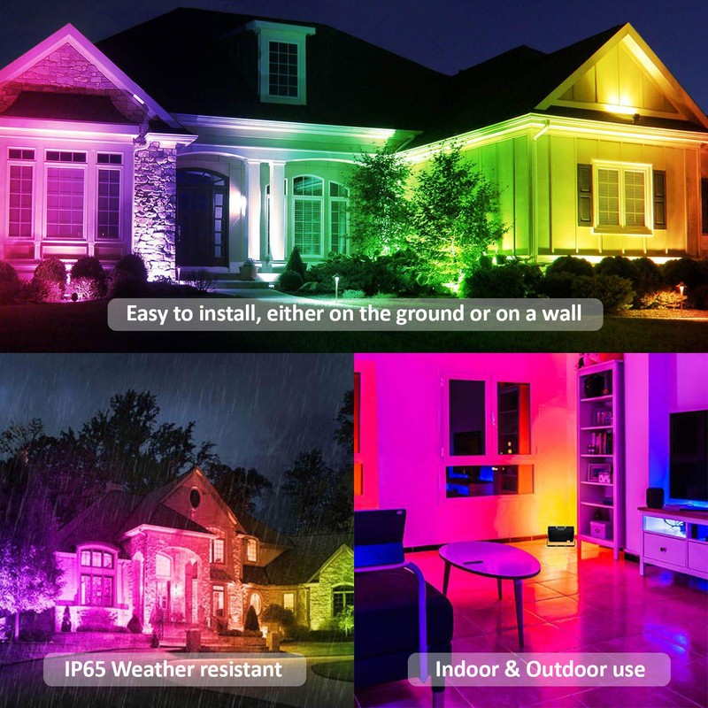 Auraglow 50W RGB IR Remote Controlled Colour Changing Outdoor Floodlight