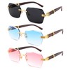 LIU·WEN Fashion Rimless Sunglasses for Men 3 Pack - Retro