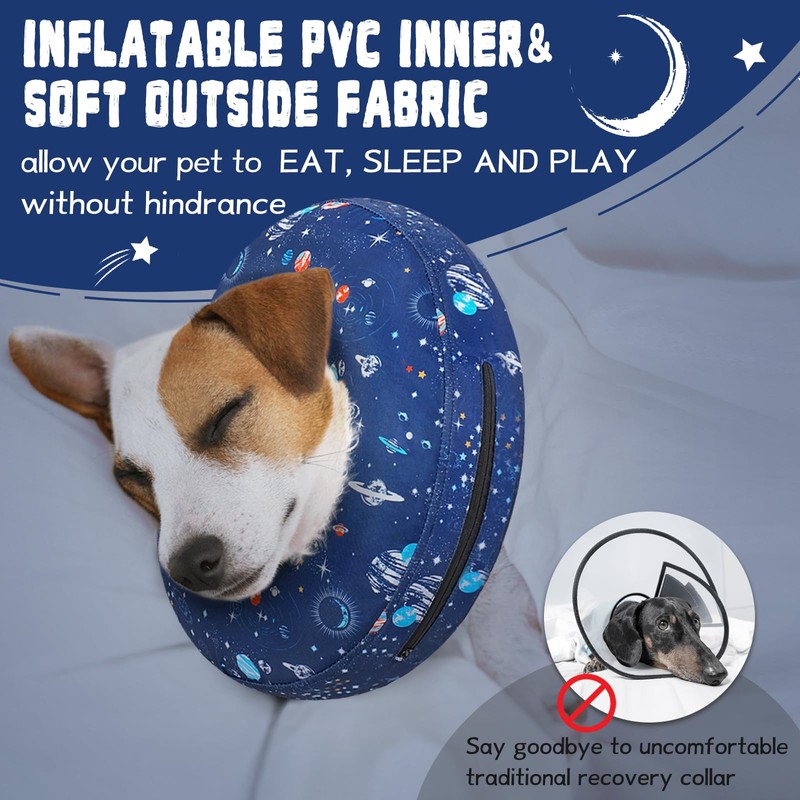 Toptakeit Inflatable Dog Cone Collar for After Surgery, Dog Donut