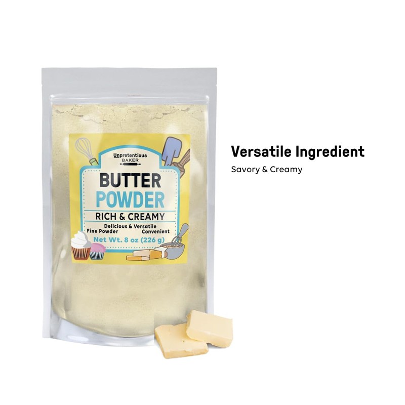 Unpretentious Butter Powder, 8 oz, Savory & Creamy, Convenient, Seasoning