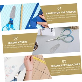 Gatuida 2pcs Scissors Pretty Blunt Tip Scissor Leather Cover Barber Shear Protector Case