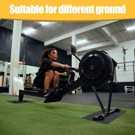 Riakrum 2 Pieces Rower Mat Compatible with Model D Concept 2 Rowing Machine Anti Slip and High Density Thick Floor Mat for Home Gym Foam, Black