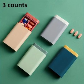 Portable Pill Organizer, 3 Counts Random Color Multi-grid Pill Box, Pill Storage Box for Travel, Small Organizer for Daily Use