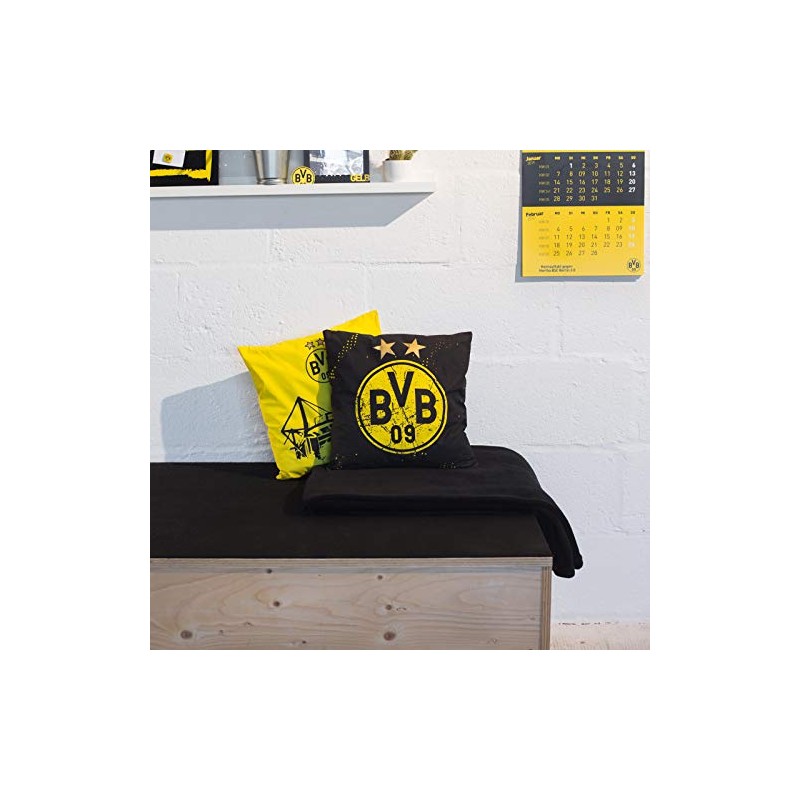 Borussia Dortmund, BVB Pillow Stars Black/Yellow 40 x 40 cm