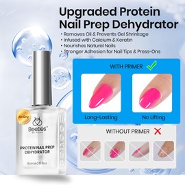 Beetles Nail Dehydrator 15ml Protein Nail Prep for Gel Nail Polish, Upgraded Formula 2 in 1 Nail Bond Air Dry, No Lifting, HEMA Free & Acid Free for False Nail Tips Acrylic & U V Gel Gifts for Women