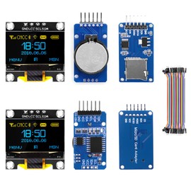 APKLVSR Real-Time Clock RTC Module AT24C32 IIC + Micro SD Mini TF Card Adapter Reader Driver + 0.96 Inch OLED Display I2C 128 x 64 Pixel Display Module + 20 cm 40-Pin Bridge Wire