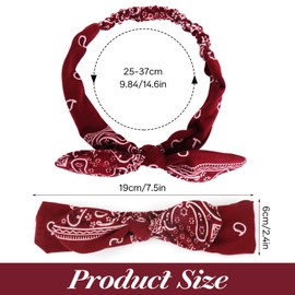 Hpmjz 3Pcs Bandana Headband for Women, Boho Elastic Bandana Wide Knotted BowKnot Retro Knot Print Sport Sweat Hair Wrap Paisley Print Headband Adjustable Stylish Headwrap for Women and Girls