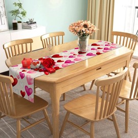 Nepnuser Valentines Table Runner Anniversary Wedding Holiday Party Decoration Love Heart Home Kitchen Dining Room Decor (13" x 72")