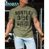 Hustle to Gain More Muscle Workout Tees Men, Gym Lifting