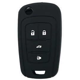 Silicone Protector Key Fob Cover Case fit for Chevy Camaro Cruze Malibu Equinox Sonic Impala Keyless Entry Key Fob (Black)
