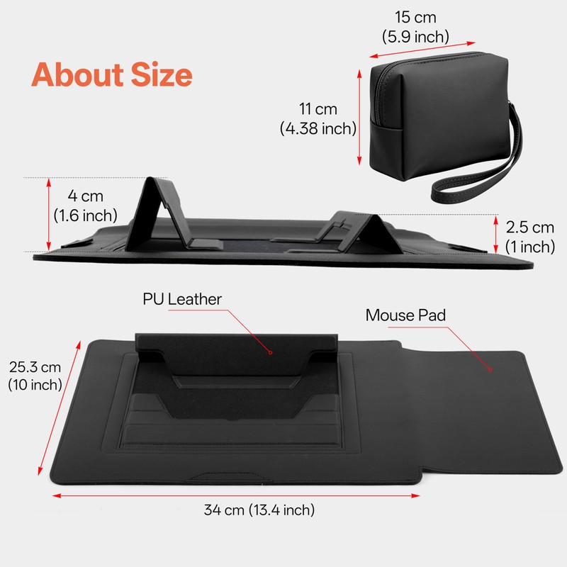 13-14 Inch Protective Laptop Sleeve with Stand, for MacBook Pro/MacBook