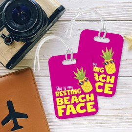 LT162 This is My Resting Beach Face Novelty Funny Unique Designer Gift Glossy Plastic Suitcase Luggage Tag