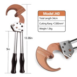 BETOOLL Heavy Duty Aluminum Copper Ratchet Cable Cutters up to 300mm² Wire Cutters 600mcm