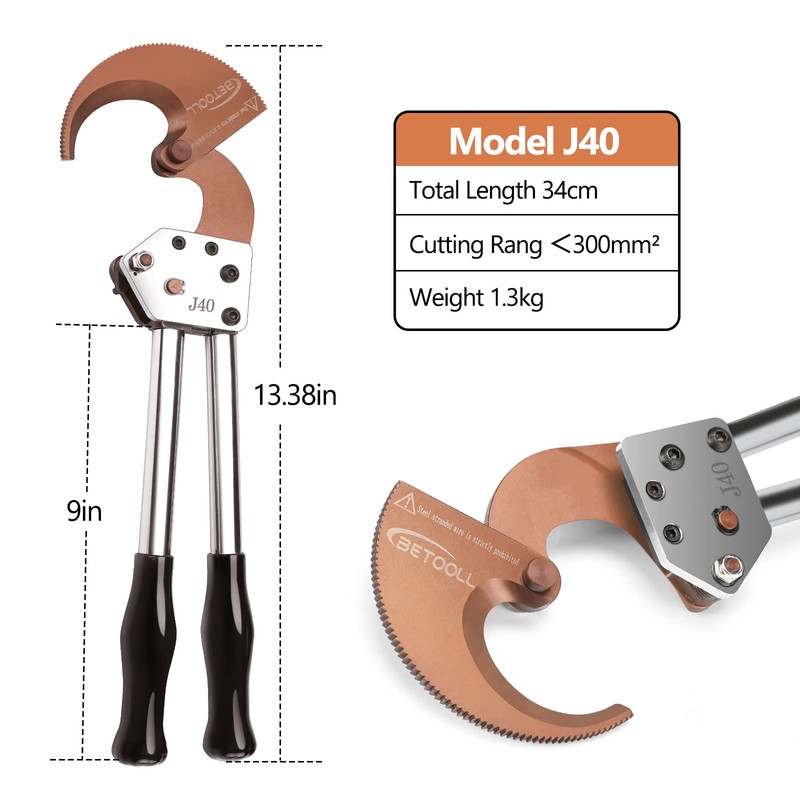 BETOOLL Heavy Duty Aluminum Copper Ratchet Cable Cutters up to