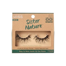 KISS Lashes Sister Nature False Eyelashes, Easy to Wear  Easier on the Planet, 100 Natural Hair, Wispy and Fluffy Lash Finish, Reusable - Dawn, 1 Pair