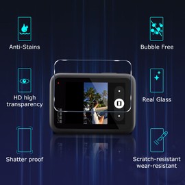 Pusiikeer 9Pcs for Go Pro Hero 12/11 / 10/9 Screen Protector Tempered Glass [9H Hardness] Scratch Resistant Bubble Free Easy Installation